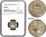 AE457, Venezuela, 5 Centimos 1936, NGC MS65