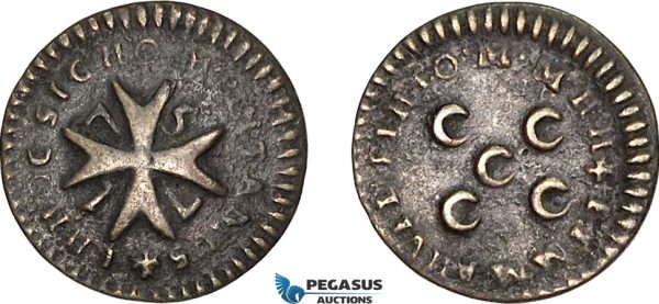 AE46, Malta, Emmanuel Pinto, Grano 1757, VF-XF