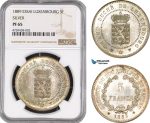 AE466, Luxembourg, Guillaume III, Essai 5 Francs 1889, Silver, NGC PF65, Pop 1/0, Very Rare!
