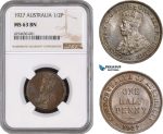 AE469, Australia, George V, 1/2 Penny 1927, NGC MS63BN