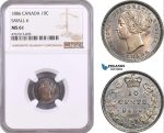 AE477, Canada, Victoria, 10 Cents 1886, Silver, Small 6, NGC MS61, Pop 1/1, Rare!