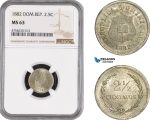 AE483, Dominican Republic, 2 1/2 Centavos 1882, NGC MS63