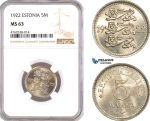 AE637, Estonia, 5 Marka 1922, NGC MS63