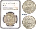 AE656-R, Guatemala, 1 Peso 1894, Silver, NGC AU58