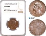 AE661, Italian Somaliland, Vitt. Emanuele III, 2 Bese 1909-R, Rome, NGC MS64BN