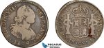 AE710, Chile, Ferdinand VII, 2 Reales 1809 So FJ, Santiago, Silver, Toned, Red deposit, Fine, Rare!