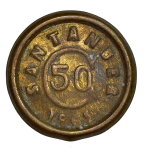 AE715, Colombia, (Thousand Days' War) Santander, 50 Centavos 1902, Brass, KM# A3, XF