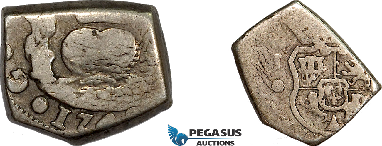 AE733, Guatemala, Ferdinand VI, 2 Reales 1748-J, Silver (6.63g) F-VF