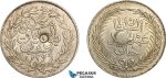 AE770, Ottoman Empire, Tunisia, Abdul Hamid II, 4 Piastres AH1294, Silver, Countermark, XF-AU
