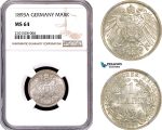 AE785, Germany, Wilhelm II, 1 Mark 1893-A, Berlin, Silver, NGC MS64