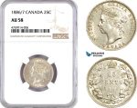 AE815, Canada, Victoria, 25 Cents 1886/7, Royal Mint, Silver, NGC AU58, Pop 1/0, Rare!