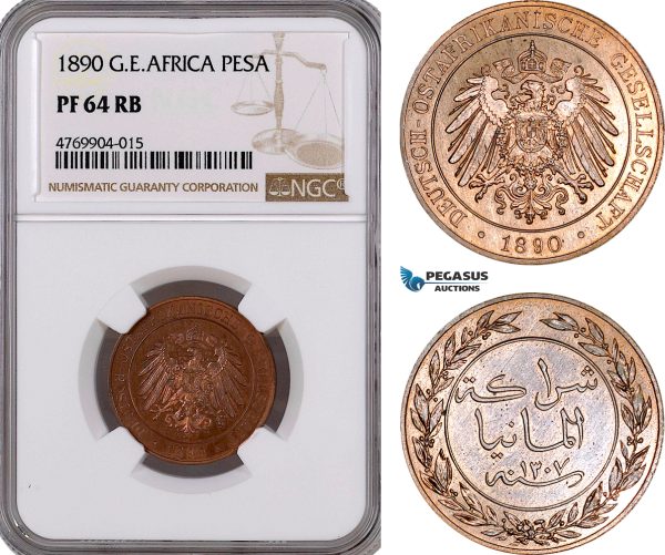 AE848, German East Africa (DOA) 1 Pesa 1890, NGC PF64RB