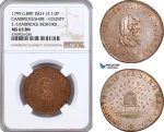 AE850, Great Britain, Bronze Medal (1/2P) 1795, Cambridgeshire County, D&H-12, Beehive, NGC MS63BN