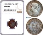 AE857, Italian Somaliland, Vit. Emanuele III, Besa 1909-R, Rome, NGC MS62BN, Pop 1/2