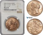 AE928, Canada, Nova Scotia, Victoria, Mayflower Penny Token 1856, NS-6A1, NGC MS65RB, Top Pop!