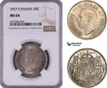 AE946, Canada, George VI, 50 Cents 1937, Silver, NGC MS64