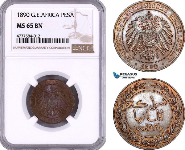 AE956, German East Africa, Pesa 1890, NGC MS65BN