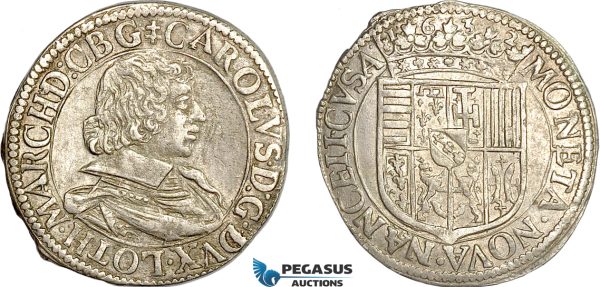 AF009, France, Lorraine, Charles IV, Teston 1632, Silver (9.06g) KM# 45, AU