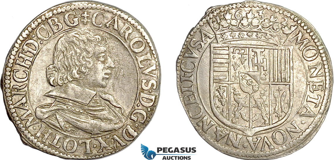 AF009, France, Lorraine, Charles IV, Teston 1632, Silver (9.06g) KM# 45, AU