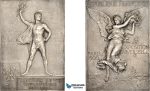 AF064, France, 1900 Paris Olympics, Silvered Bronze Participant Plaque Medal (60x43mm, 57.3g) By Vernon