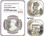 AF069, Australia, George V, 5  Shillings 1920 Dated, Silver, KM-X1, NGC PF67UC, Pop 1/0