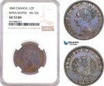 AF083, Canada, Nova Scotia, Victoria, 1/2 Cent 1840, NS-1E4, NGC AU53BN