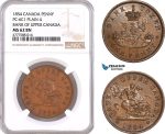 AF085, Canada, Upper Canada, Penny 1854, PC-6C1, Plain 4, NGC MS62BN