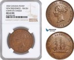 AF170, Canada, New Brunswick, Victoria, Penny 1854, Complete Ensign, NB-2B1, NGC MS63BN