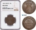 AF188, Greece, Othon, 10 Lepta 1843, Athens, NGC MS64BN