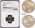 AF189, Greece, George I, 10 Lepta 1894-A, Paris, NGC MS63
