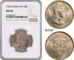 AF191, Malaya, Elisabeth II, 50 Cents 1961-H, Heaton, NGC MS64