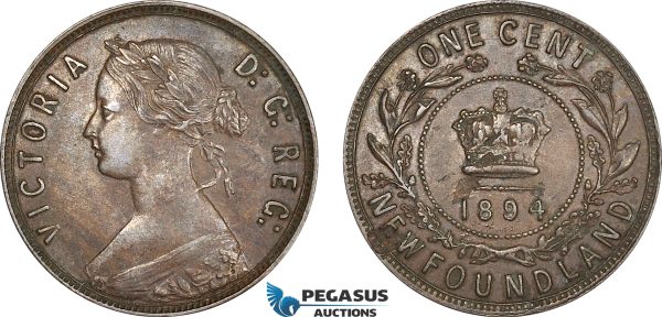 AF222, Canada, Newfoundland, Victoria, 1 Cent 1894, XF