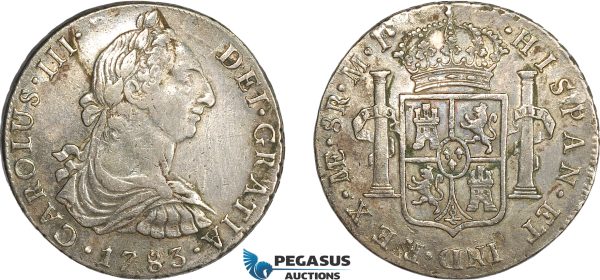 AF239, Peru, Charles III, 8 Reales 1783 LIMAE MI, Lima, Silver, Toned VF+