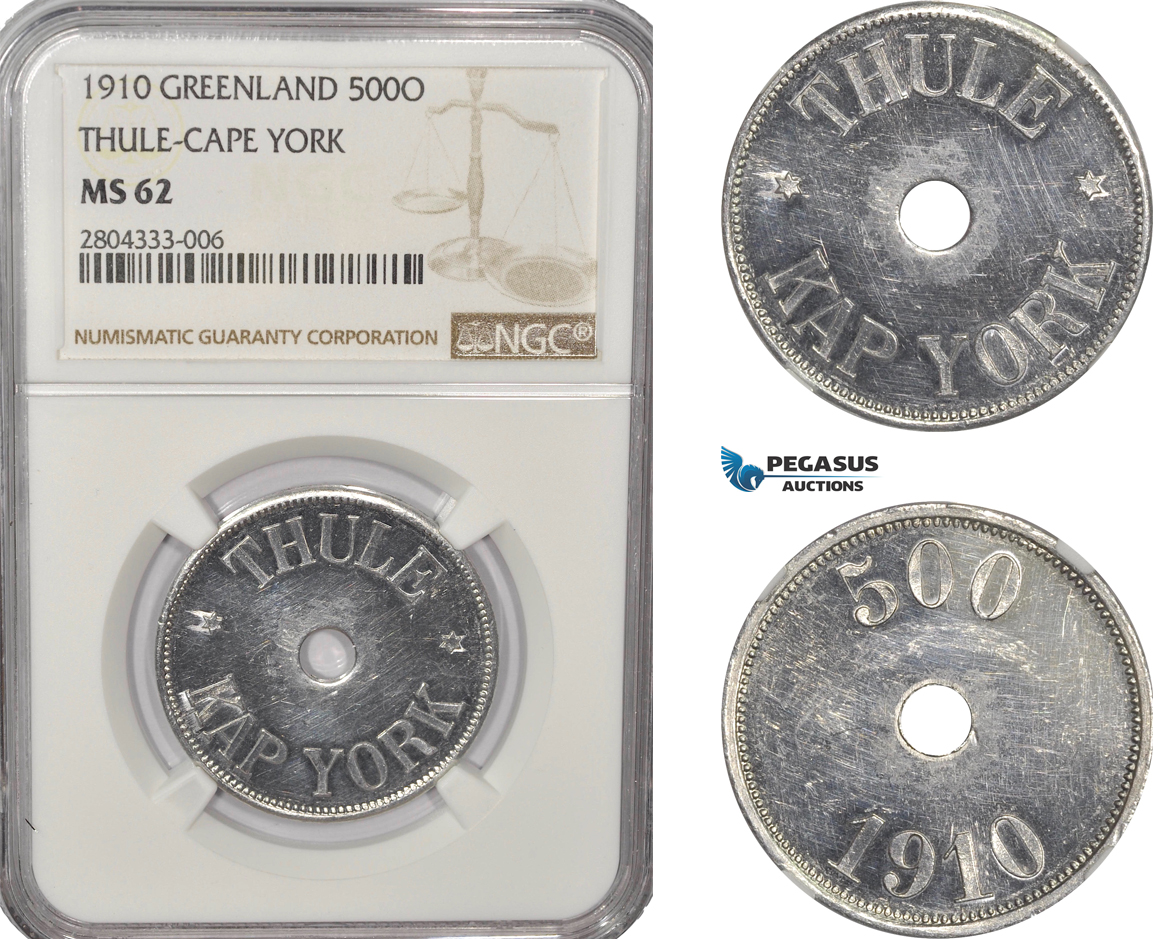 AF282-R, Greenland, Thule-Kap York, 500 Øre 1910, NGC MS62