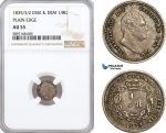 AF313, Essequibo & Demerary, William IV, 1/8 Guilder 1835/3/2, Silver, NGC AU55, Pop 1/2