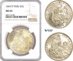 AF344, Peru, Sol 1894 TF, Lima, Silver, NGC MS64