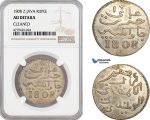 AF398, Netherlands East Indies, Java, Rupee 1808 Z, Silver, NGC AU Det.