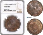 AF421-R, Uruguay, 4 Centesimos 1869-A, Paris, NGC MS65BN