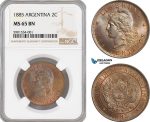 AF422, Argentina, 2 Centavos 1885, NGC MS65BN