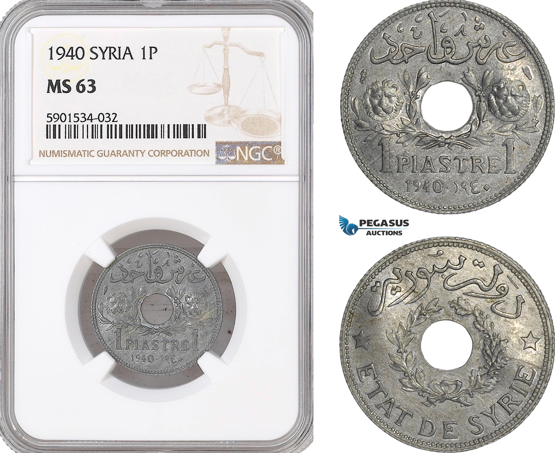 AF457, Syria, 1 Piastre 1940, NGC MS63