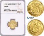 AF465, Czechoslovakia, Ducat 1928, Kremnica, Gold, NGC MS66