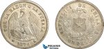 AF493, Chile, Peso 1874 So, Santiago, Silver, Cleaned XF-AU
