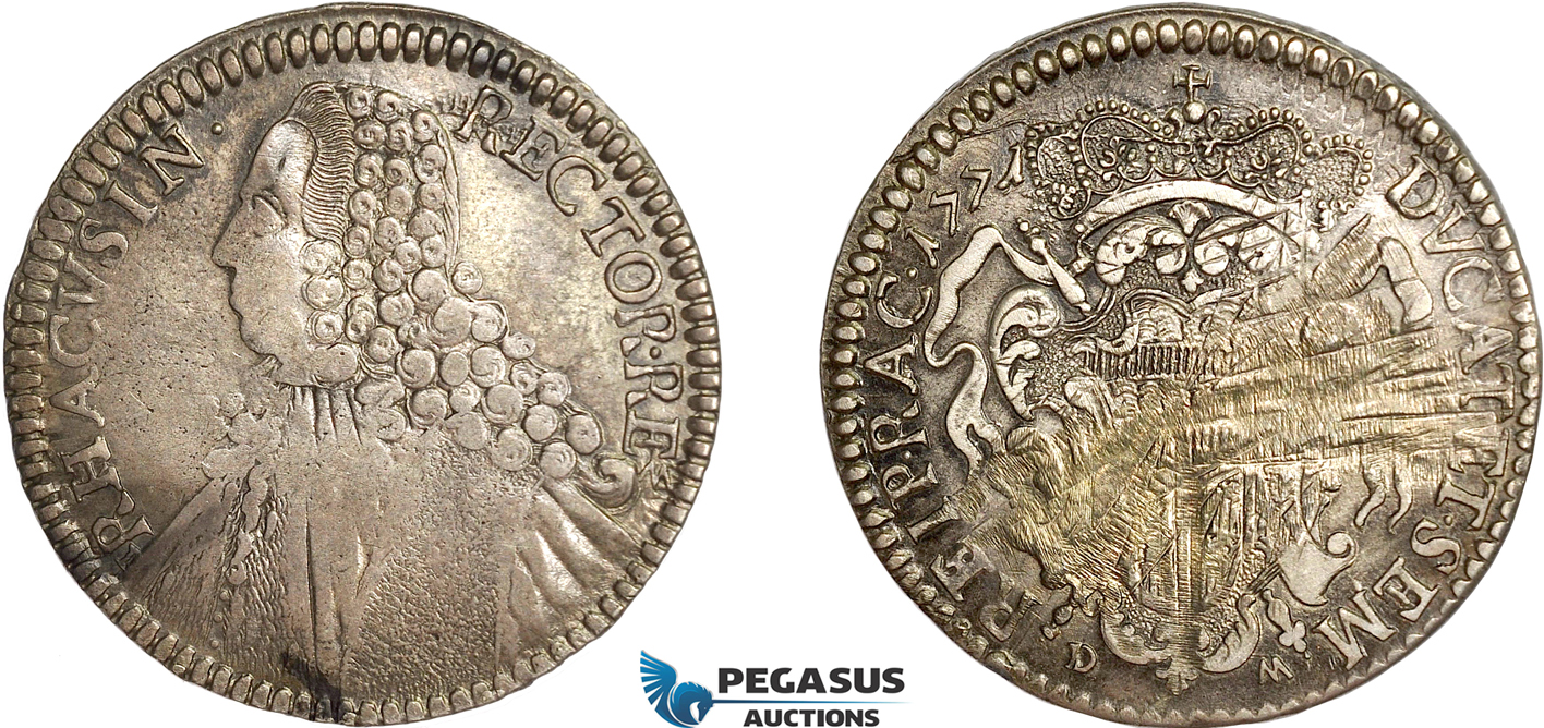 AF531, Ragusa, Tallero 1771 DM, Silver, Adjustment marks, Toned VF-XF