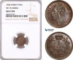 AF631, Serbia, M. Obrenovic III, 1 Para 1868, NGC MS67BN, Top Pop!