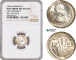 AF646, Australia, Elisabeth II, Threepence (3p) 1964, Silver, NGC UNC Det., Mint Error!