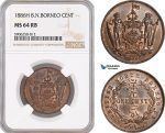 AF656, British North Borneo, 1 Cent 1886-H, Heaton, NGC MS64RB