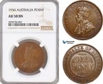 AF714, Australia, George V, Penny 1934, NGC AU58BN