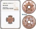 AF715, Belgian Congo, Leopold II, 1 Centime 1888, NGC MS66RB, Top Pop
