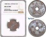 AF716, Belgian Congo, Leopold II, 2 Centimes 1888, NGC MS63RB