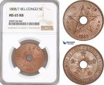 AF718, Belgian Congo, Leopold II, 5 Centimes 1888/7, NGC MS65RB